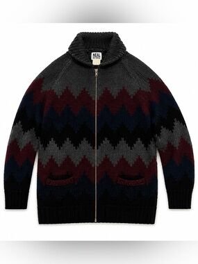 Neal Sea Sprng Women's Chevron Zip Turtleneck Sweater - Black/Gray/Burgundy